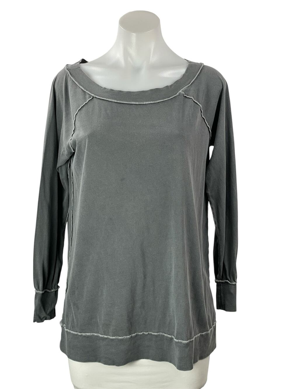Free People We The Free Gray Long Sleeve Scoop Neck T Shirt Tee Top Size XS